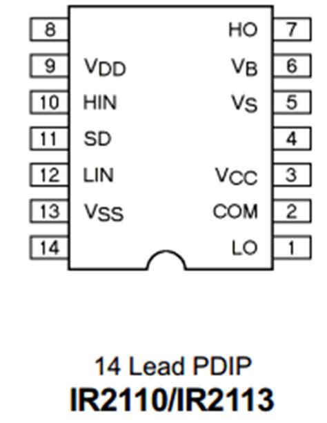 IR2110 Datasheet - High And Low Side Driver ( Pinout )