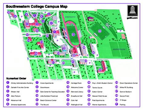 Southwestern College Campus Map - 100 College Street Winfield KS 67156 ...