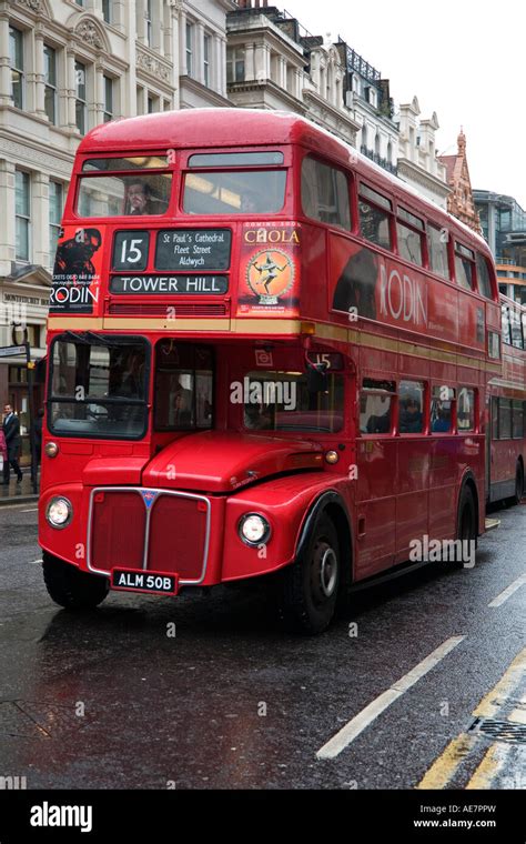 No 15 Old London red double decker bus transportation Stock Photo - Alamy