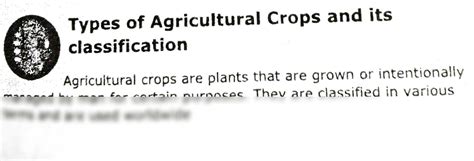 SOLUTION: Types of agricultural crops and its classification - Studypool