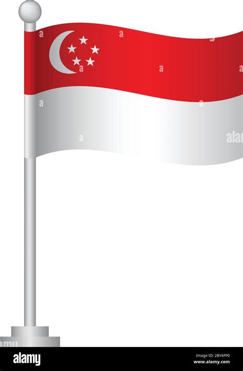 Singapore flag. National flag of Singapore on pole vector Stock Vector ...