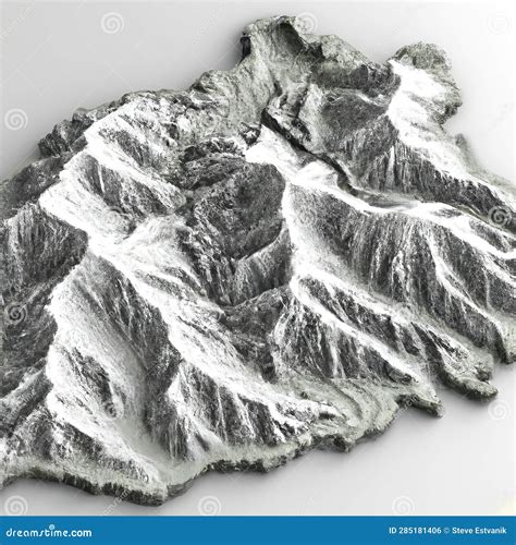 3D Topographic Map of Imaginary Section Himalayas Stock Illustration ...