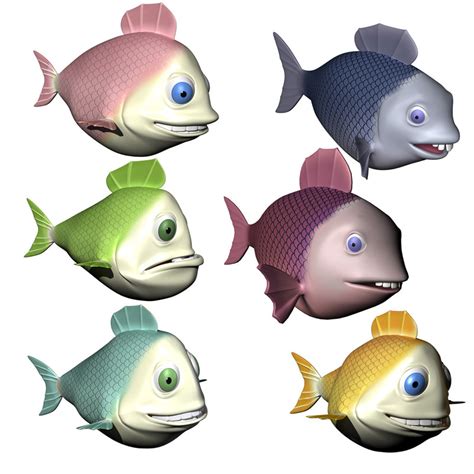 3ds max fish cartoon characters rigged