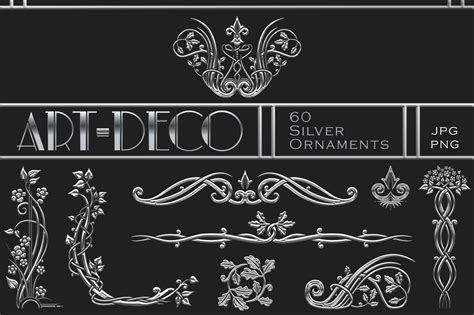 Art-Deco Silver ornaments | Decorative Illustrations ~ Creative Market