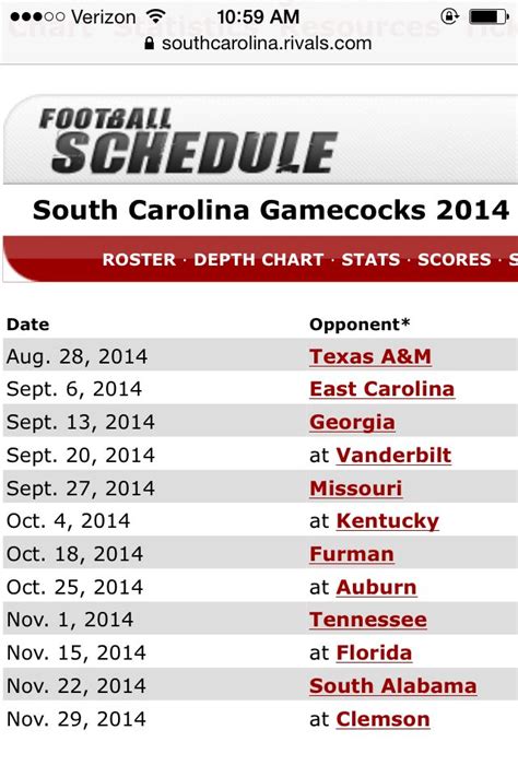 2014 USC Gamecock football schedule | Gamecocks football, Gamecocks ...