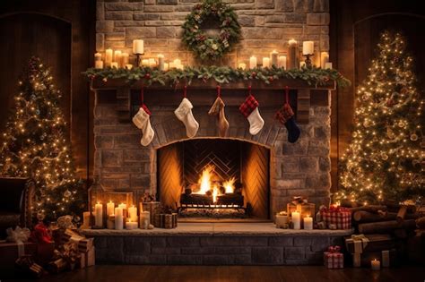 Christmas living room wallpaper | Premium AI-generated image