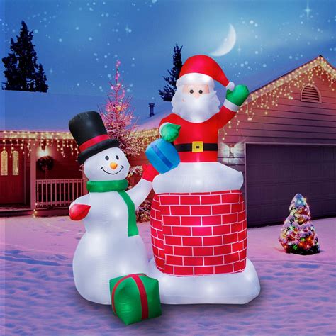 Holidayana Christmas Inflatable Giant 10 Ft. Santa Claus & Snowman Duo ...