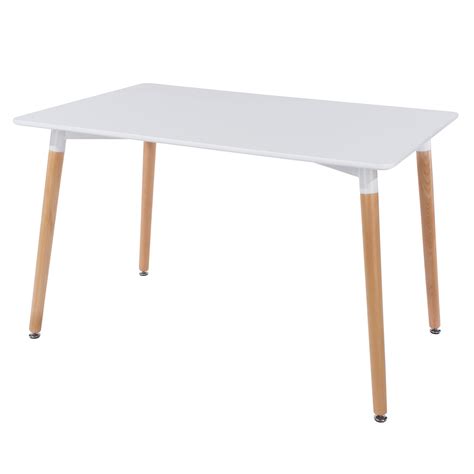 rectangular table with wooden legs, white - CW Furniture