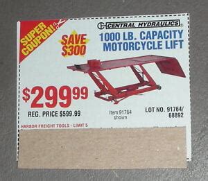 HARBOR FREIGHT TOOLS 1000 LB CAPACITY MOTORCYCLE LIFT TABLE $300 COUPON ...