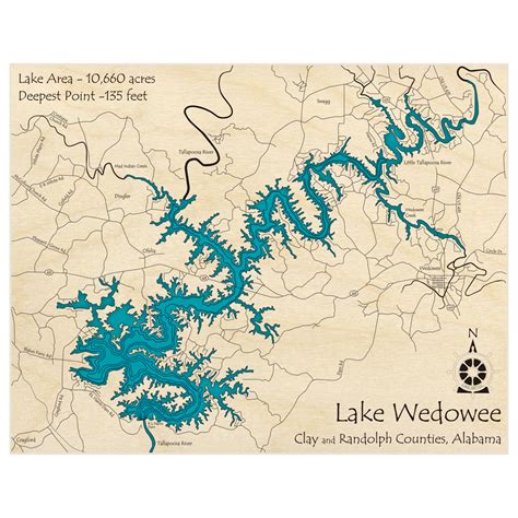 Lake Wedowee 3D Custom Wood Map – Lake Art LLC