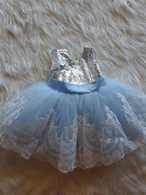 Light Blue Dress for Baby Girls with White Lace | Etsy in 2021 | Baby ...