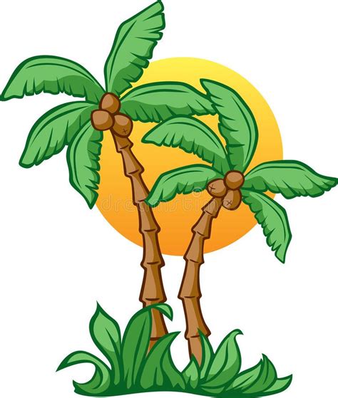 Coconut Sunrise. Illustration of Coconut Trees and a Sunrise. The 2 ...