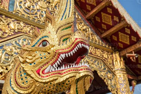 golden naga in Temple of Thailand 16695035 Stock Photo at Vecteezy