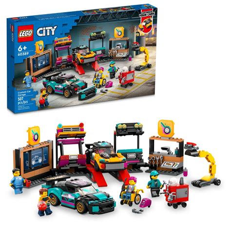 LEGO City Custom Car Garage 60389, Toy Garage Building Set with 2 ...