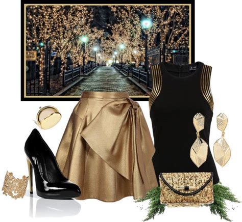 Gold & Black Holiday Outfit | Holiday outfits, Outfits, Black platform ...