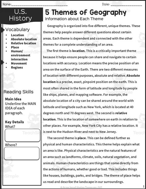 5 Themes of Geography Reading Packet by Teach Simple