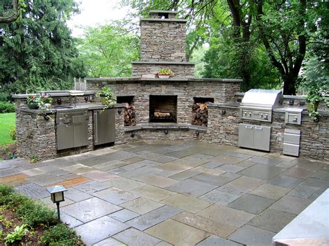 Outdoor Kitchen And Fireplace