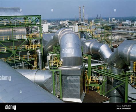 Chemical plant pollution control. View of a pollution control facility ...