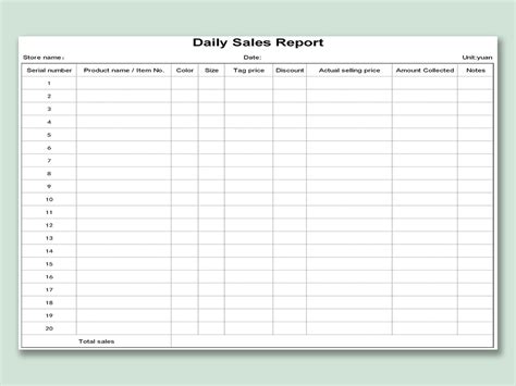 EXCEL of Daily Sales Report.xlsx | WPS Free Templates