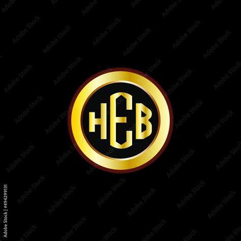 HEB letter circle logo design. HEB letter logo design with black ...