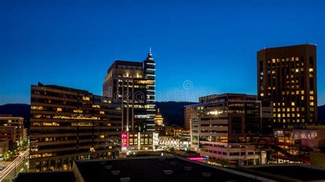 Downtown Boise Idaho Skyline at Night Stock Image - Image of trees ...