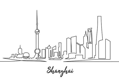 Shanghai architecture one line art | Line art, Line art drawings ...