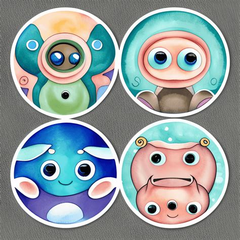 Adorable Baby Ocean Animal Stickers · Creative Fabrica