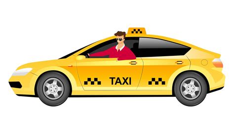 Taxi driver in car flat color vector faceless character. Smiling man ...