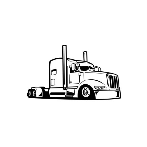 Premium Semi truck freight 18 wheeler sleeper vector silhouette ...