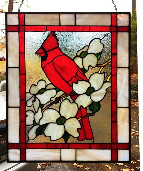 PANEL FRAMED Stained Glass Cardinal Panel - Etsy | Stained glass ...