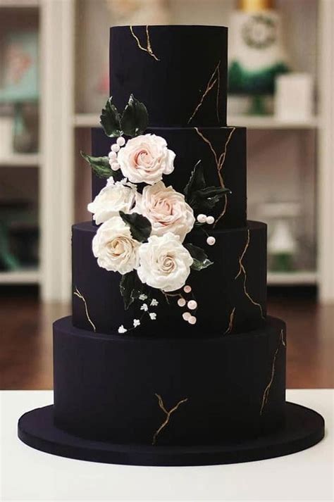 35 Breathtaking black wedding cakes for eternal couple I Take You ...