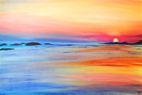 Beach Sunset Painting, Watercolor Sunset, Watercolor Paintings Easy ...