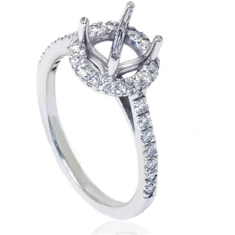 1/3ct Halo Diamond Ring Setting 14K White Gold