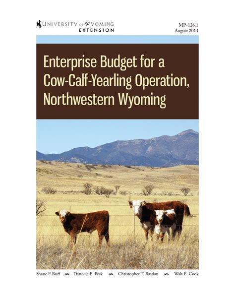 (PDF) Enterprise Budget for a Cow-Calf-Yearling Operation, Northwestern ...