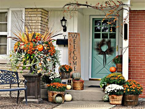 Serendipity Refined Blog: Fall Harvest Porch Decor with Reclaimed Wood Sign