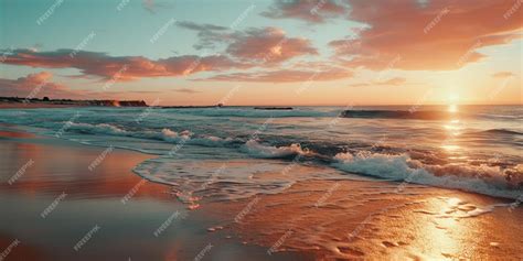 Premium AI Image | Beautiful dunes beach at sunset sun reflection Zoom ...