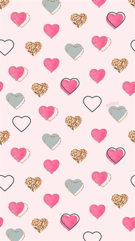 Phone Wallpapers HD Pink Gold Pastel Hearts - by BonTon TV - Free ...