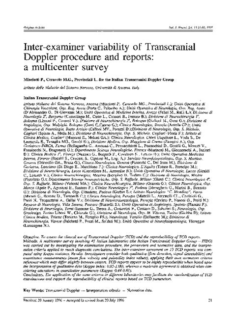 (PDF) Inter-examiner variability of Transcranial Doppler procedure and ...