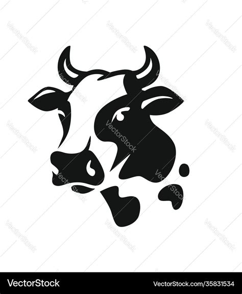 Cow head black on white Royalty Free Vector Image