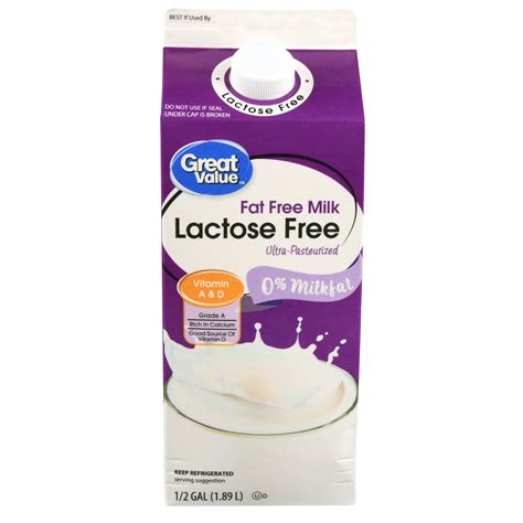 Great Value Lactose Free Milk, Fat Free, 0.5 Gal - Walmart.com