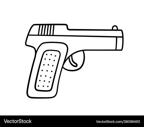 Hand drawn gun children drawing combat pistol Vector Image