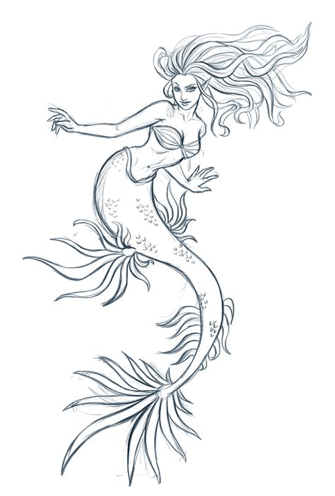 Mermaid sketch by iara-art on DeviantArt