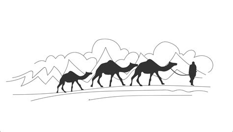 Kuwait desert camel drawing vector illustration 11396484 Vector Art at ...