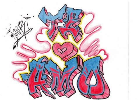 Graffiti que diga te amo para dibujar - Imagui