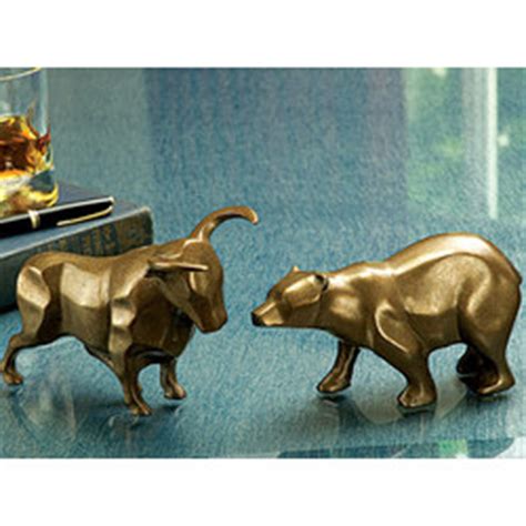 Bull and Bear Brass Sculpture Set - FindGift.com