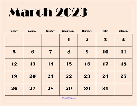 Blank March 2023 Calendar Printable PDF Templates