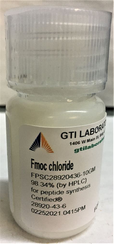 Fmoc chloride, 98.34%, for peptide synthesis, Certified® 10g