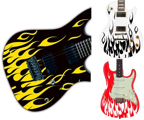 Custom Guitar Hod Rod Flame Sticker Decals Fits All Guitars & Basses, 8 ...