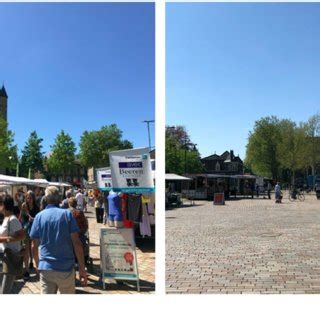 Sunny market days in Valkenswaard before (left, 4 July 2019) and during ...