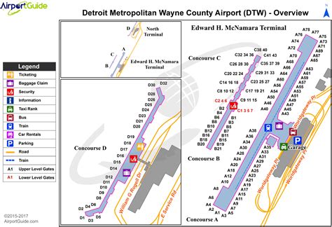 Detroit - Detroit Metropolitan Wayne County (DTW) Airport Terminal Map ...